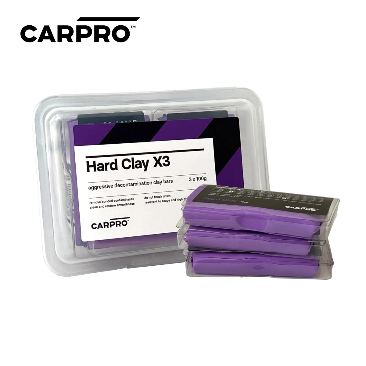 ClayHard ძლიერი საწმენდი თიხა - CARPRO საწმენდი თიხის ნაკრები (Clay Bar X3) მყარი | CarBros.pro